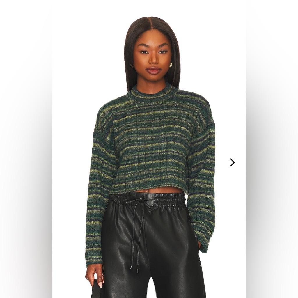 Lovers + Friends Green Crop Sweater Brand New
